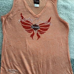 Harley-Davidson Peach V-Neck Top
